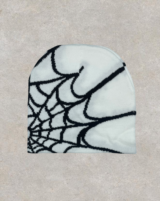 Spider Web White Beanie